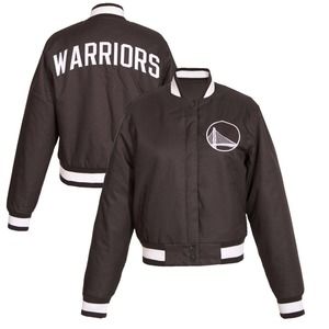 NBA Golden State Warriors JH Design Women's Poly Twill Logo Varsity Jacket